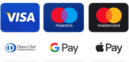 Podržane kartice: Visa, Maestro, Mastercard, Diners Club, Google Pay i Apple Pay